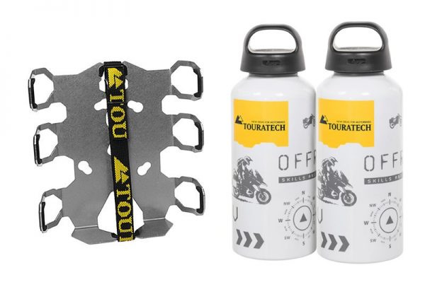 BMW - Adapter plate Bottle holder, double with 2x Touratech aluminum bottle 0.6 litres
