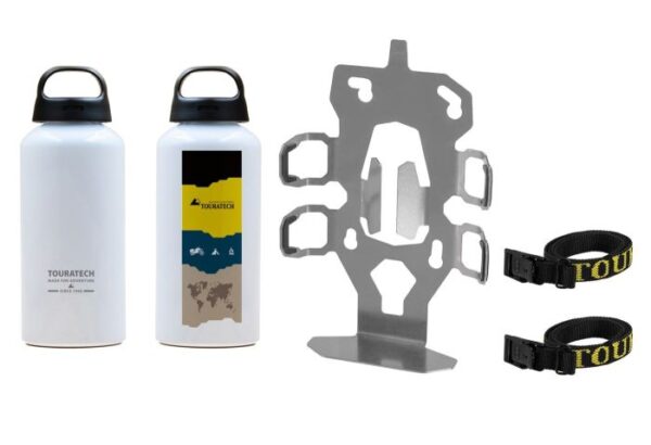 ZEGA Evo accessory holder "bottle holder" double with 2x Touratech aluminum bottle 0.6 litres