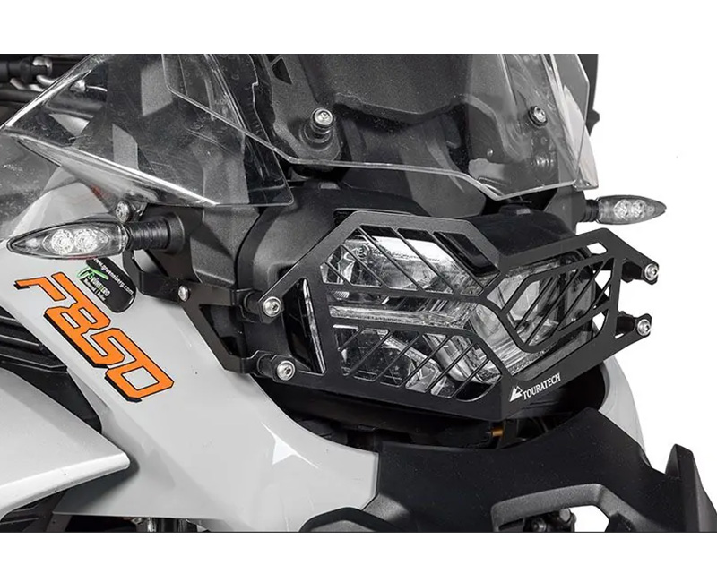 Stainless steel black headlight protector with quick release fastener for BMW F850GS Adventure *OFFROAD USE ONLY*